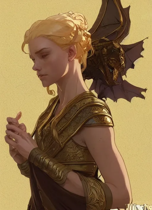 Image similar to concept art of a beautiful gold haired female healer. game of thrones character design by laurie greasley and sherree valentine daines concept art, matte, sharp focus, illustration, hearthstone, art by artgerm and greg rutkowski and alphonse mucha