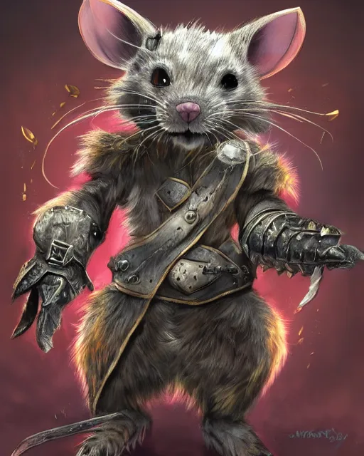 Image similar to a full body shot of an anthro furry rat wearing a fantasy armor making a selfie, fantasy, artstation, furry art, furaffinity, deviantart, symmetrical, highly detailed, award winning, trending