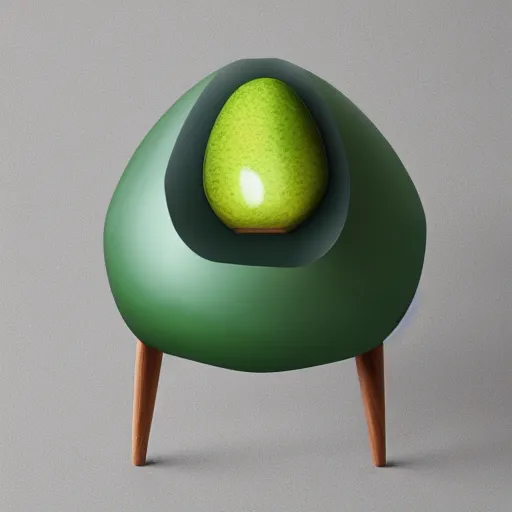 Image similar to a chair shaped like an avocado, 8 k, high definition, extremely detailed, photo realistic