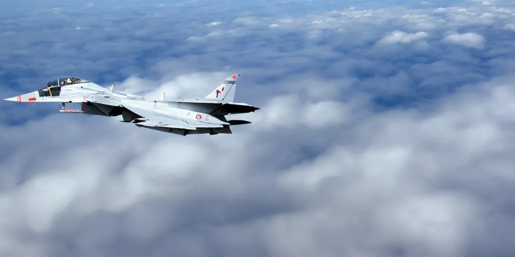 Image similar to vf - 1 valkyrie flying over the clouds