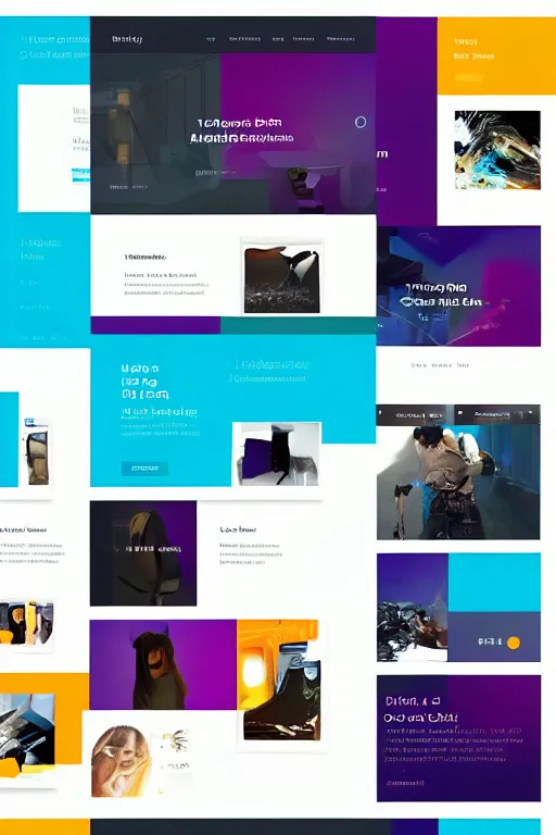 Prompt: website layout for digital artist, clean modern colorful ui