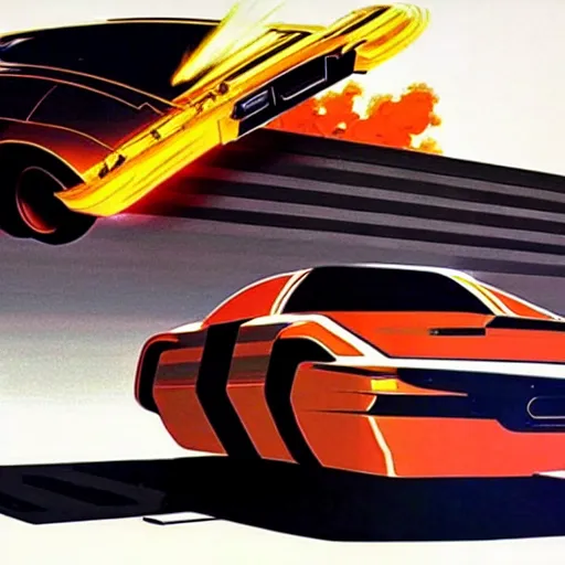 Prompt: concept art for a car that explodes on impact, painted by syd mead, high quality