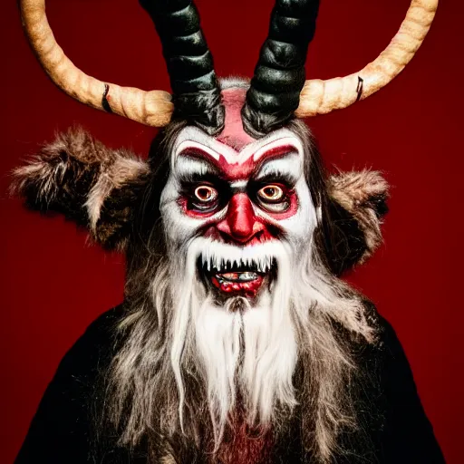 Image similar to portrait photography of krampus, by Annie Leibovitz, fujifilm x100v, s1.4, 8k, high quality