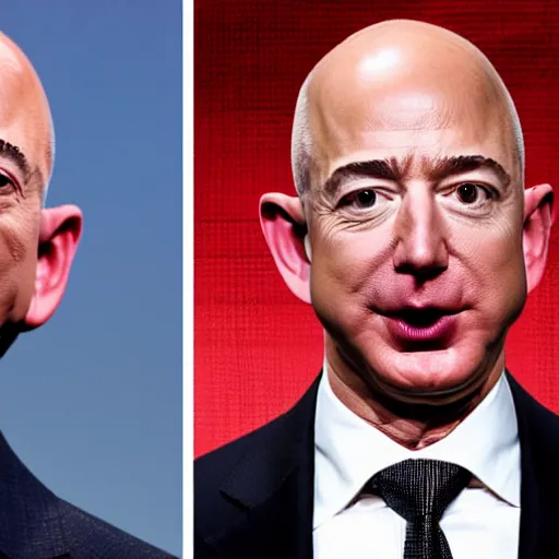 Image similar to Jeff Bezos eating Elon Musk in his mouth