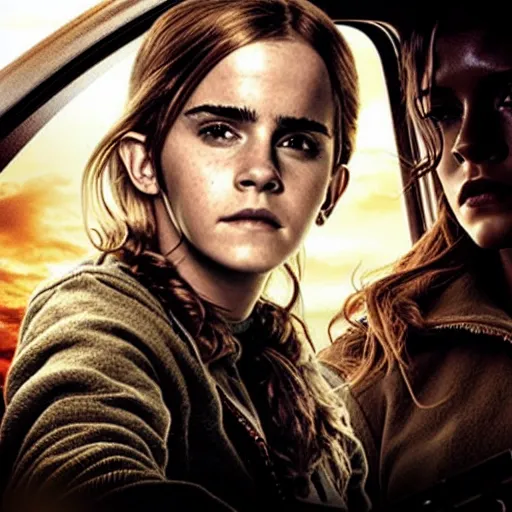 Image similar to emma watson as hermione granger in mad max fury road