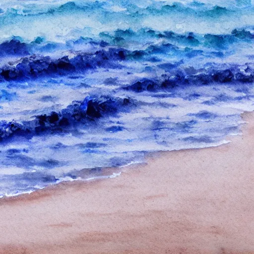 Prompt: nothing breaks like a wave that knows the waiting shore, soft focus, intricate, watercolor, trending on Artstation