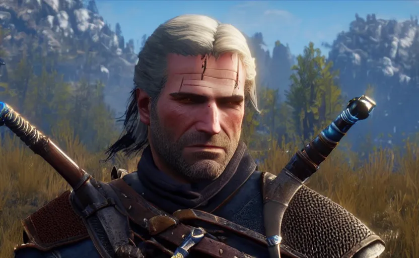 Prompt: screenshot of arthur morgan in the witcher 3,