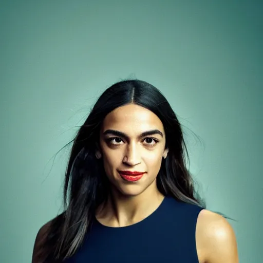 Prompt: Portrait of Alexandria Ocasio-Cortez, amazing splashscreen artwork, splash art, head slightly tilted, natural light, elegant, intricate, fantasy, atmospheric lighting, cinematic, matte painting