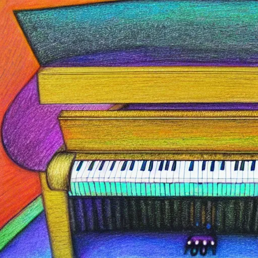 Image similar to beautiful abstract piano, detailed color pencil drawing 4 k