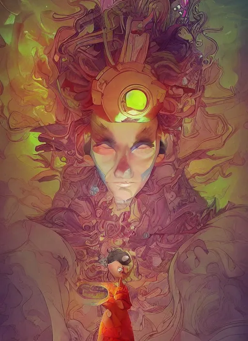 Image similar to colourful caricature - 3 d vfx art - of the sun, art style by james jean & hsiao - ron cheng, character concept art, unreal engine render, digital illustration, sharp, intricate detail, volumetric light, ray tracing, soft light, symmetric, pinterest, artstation, behance,