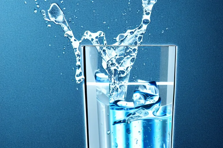 Prompt: an anthropomorphic glass of spilled water, realistic