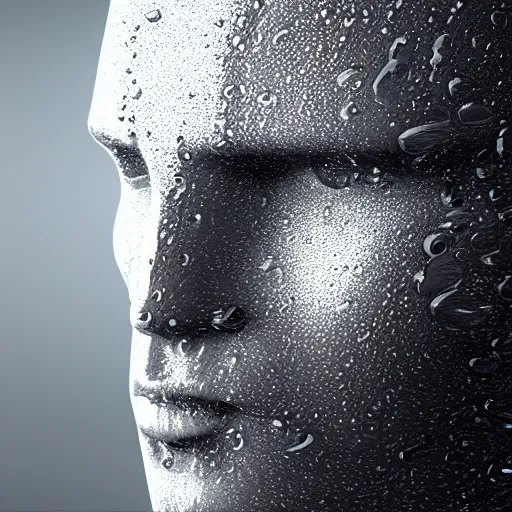 Image similar to small logo icon of a human head made of water, water manipulation, hyper realistic, ray tracing, realistic water splashes, sharp focus, 8 k resolution