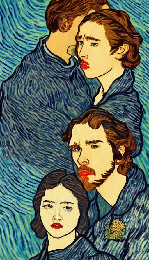 Prompt: reylo in the style of van gogh