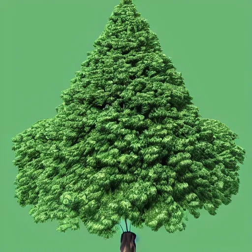 Image similar to a 3d low poly object of just a small green tree on the blue background