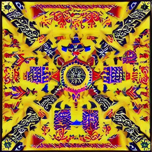 Prompt: abstract painting of slavic ethnic ornaments, digital art, hyper realistic