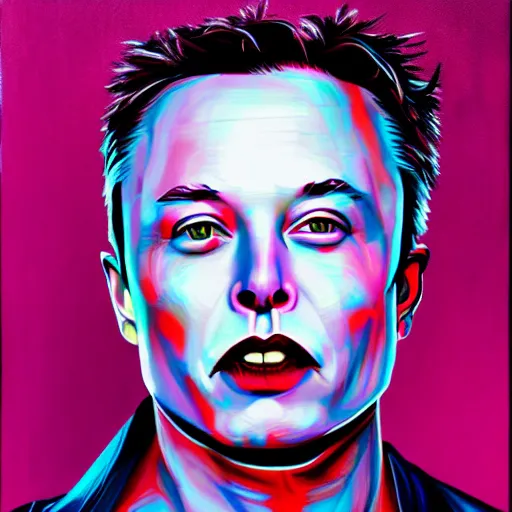 Image similar to Elon Musk painted in the style of Harumi Hironaka