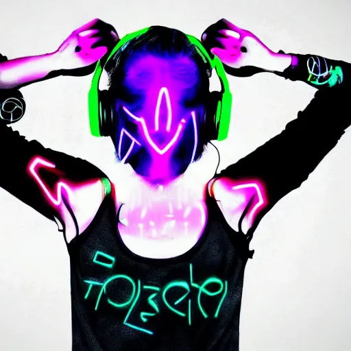 Image similar to neon dubstep lover wearing headphones