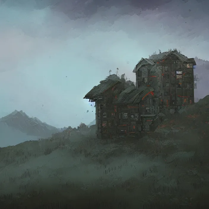 Image similar to a building in a landscape, by anato finnstark