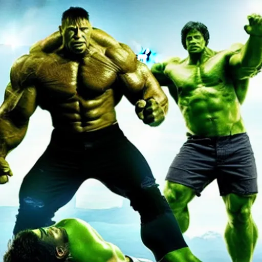 Prompt: Dwayne the rock Johnson plays the Incredible Hulk in new ultra hd movie, IMAX
