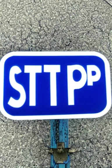 Image similar to “ a blue stop sign ”