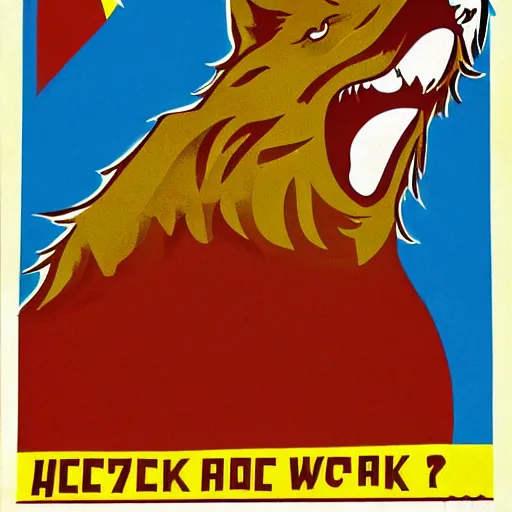 Prompt: retarded wolf, soviet propaganda poster style