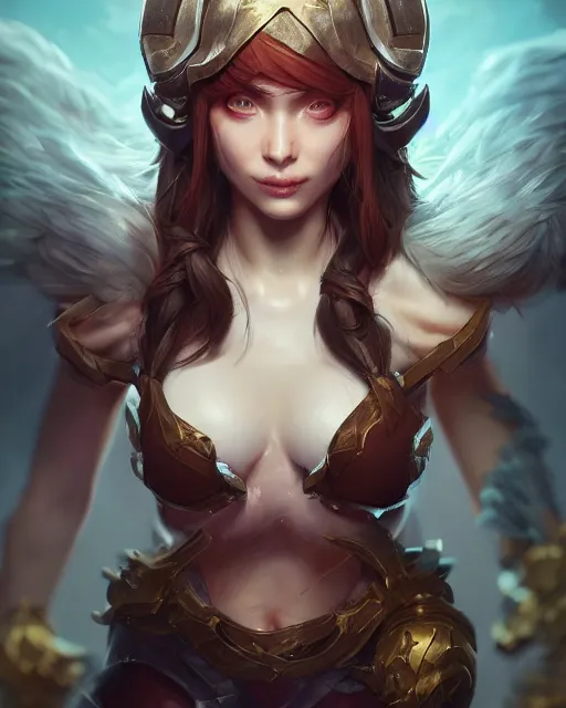 Image similar to league of legends portrait, au naturel, hyper detailed, digital art, trending in artstation, cinematic lighting, studio quality, smooth render, unreal engine 5 rendered, octane rendered, art style by klimt and nixeu and ian sprigger and wlop and krenz cushart.