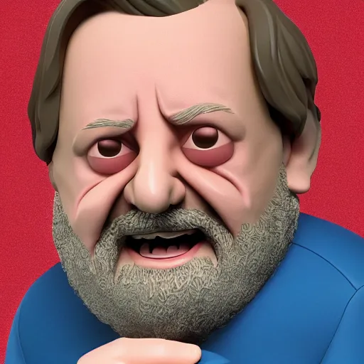 Image similar to slovenly slavoj zizek as a funko pop. 3 d render, 8 k, corona renderer, ray tracing