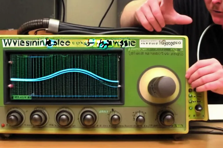 Image similar to an oscilloscope shaking a sound wave, wiggling a weasel, a stoat sinusoid spectacle : the wiggle and the wave - the wiggle is the wave! demonstration of a sine wave ermine.