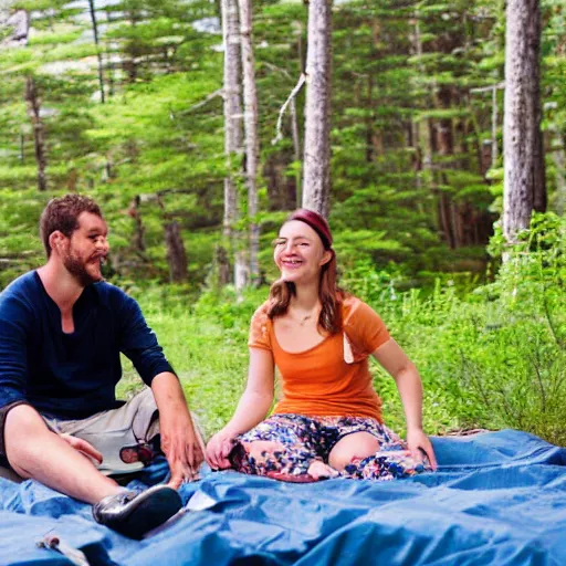 Image similar to a cute couple camping in northern maine