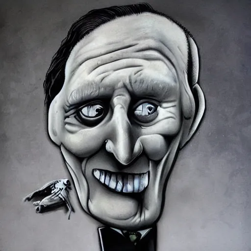 Image similar to neil warnock as the grim reaper in the style of banksy