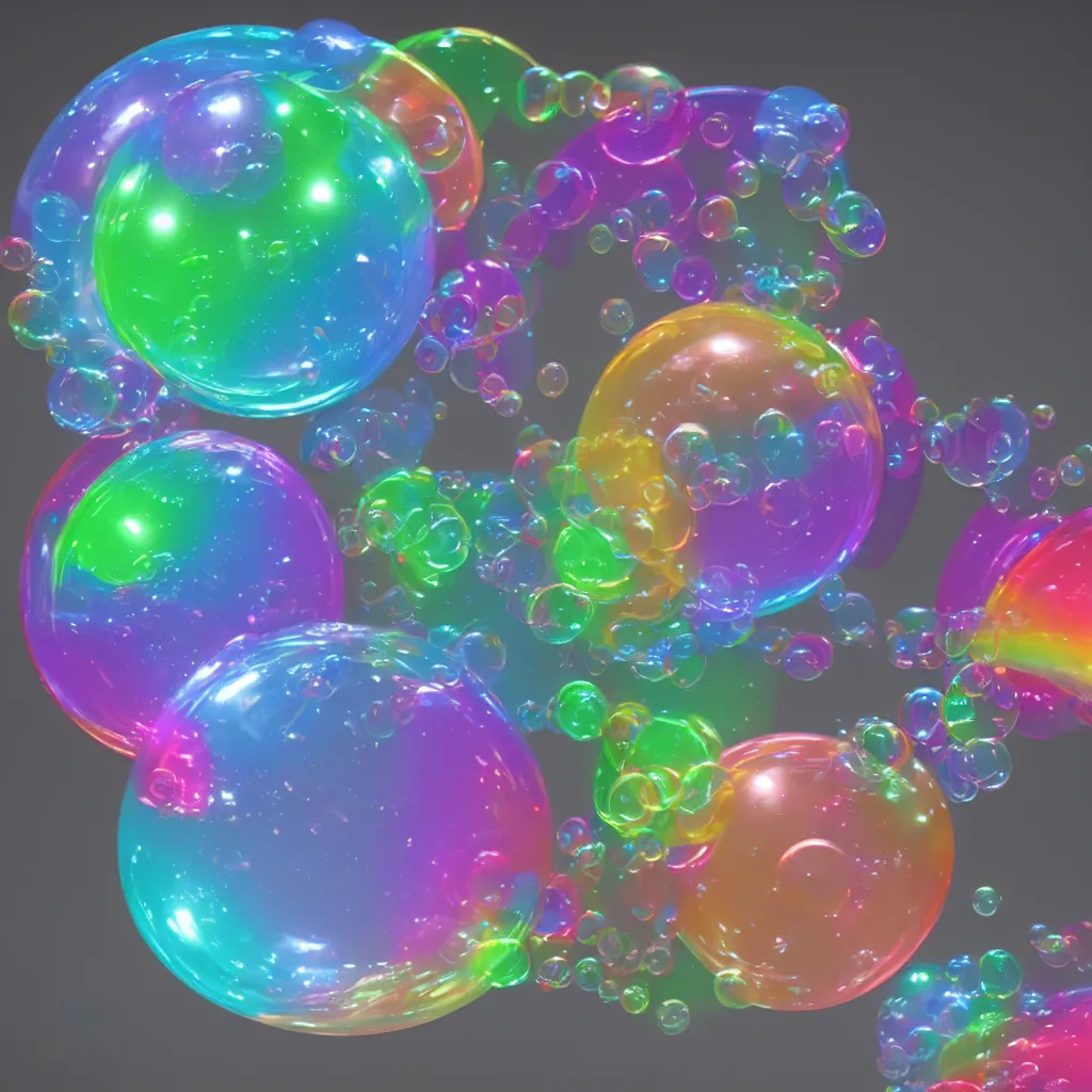 Prompt: rainbow soap bubble, cg, 3 d, rendering, unreal engine