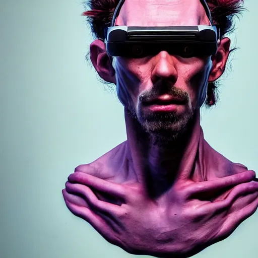 Image similar to Colour Caravaggio and DaVinci style full body portrait Photography of Highly detailed Man with 1000 years old perfect face wearing highly detailed sci-fi VR headset designed by Josan Gonzalez. Many details In style of Josan Gonzalez and Mike Winkelmann and andgreg rutkowski and alphonse muchaand and Caspar David Friedrich and Stephen Hickman and James Gurney and Hiromasa Ogura. Rendered in Blender and Octane Render volumetric natural light