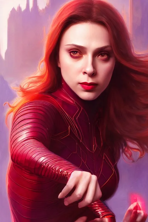 Prompt: Karan Johar as Scarlet Witch, Scarlet Witch costume, villany, portrait, masculine figure, highly detailed, digital painting, artstation, concept art, smooth, sharp focus, illustration, cinematic lighting, art by artgerm and greg rutkowski and alphonse mucha