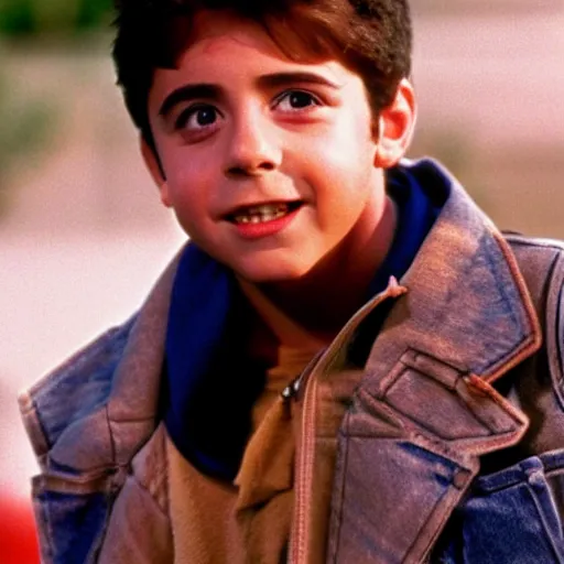 Prompt: still of xavi hernandez in back to the future ( 1 9 8 5 )