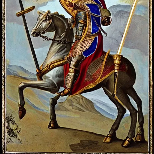 Image similar to saint george the knight on a horse fighting a dragon with a spear, by andrej dugin, olga dugina