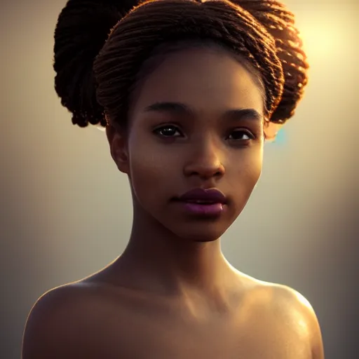 Image similar to a photorealistic hyperrealistic, bright brown eyes, light skinned african american young girl, ponytail hair, flawless face, beautiful lips, cute face, gorgeous white veil, by wlop, artgerm, greg rutwoski, alphonse mucha, beautiful dynamic dramatic low - light moody lighting, cinematic atmosphere, artstation, concept design art, octane render, 8 k