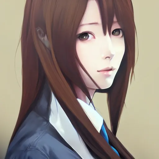 Image similar to kurisu makise, elegant, ultra highly detailed, digital painting, smooth, sharp focus, artstation, art by Ina Wong, by Bo Chen, by ilya kuvshinov