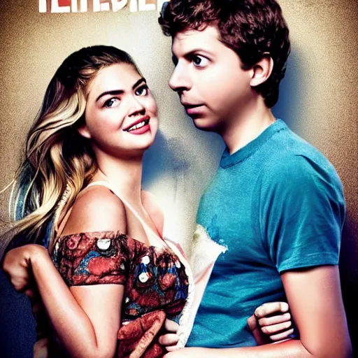 Prompt: Poster for new movie starring Kate Upton and Michael Cera