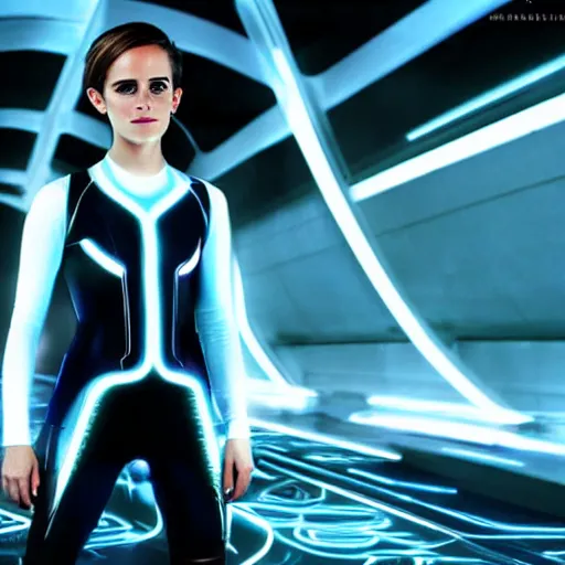 Image similar to portrait of emma watson in tron : legacy movie