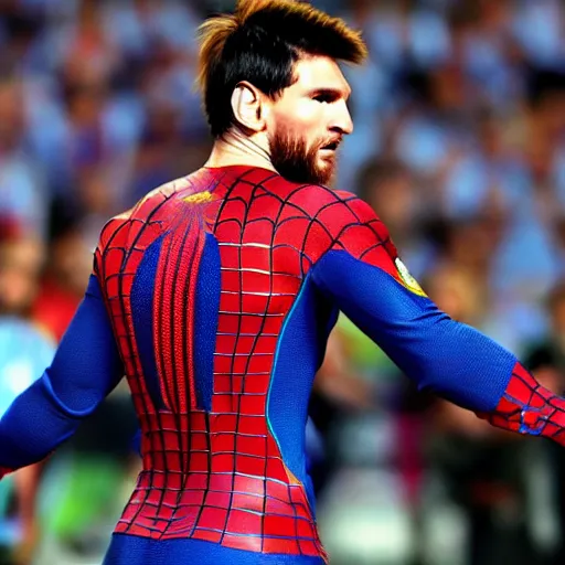 Image similar to Leonel Messi as spiderman