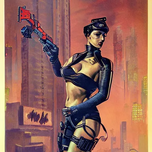 Prompt: cyberpunk mercenary. portrait by will eisner and gil elvgren