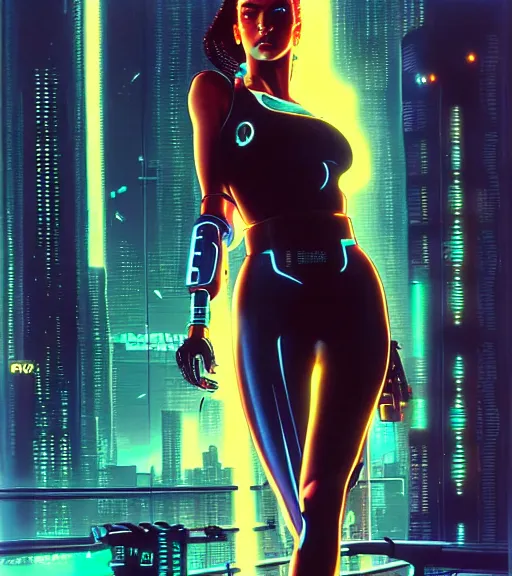 Image similar to cable plugged in, side of head, very very beautiful woman, cyberdeck computer terminal, street level night city, 1 9 7 9 omni magazine cover, style by vincent di fate, artgerm, cyberpunk 2 0 7 7, very coherent, detailed, 4 k resolution, unreal engine, daz