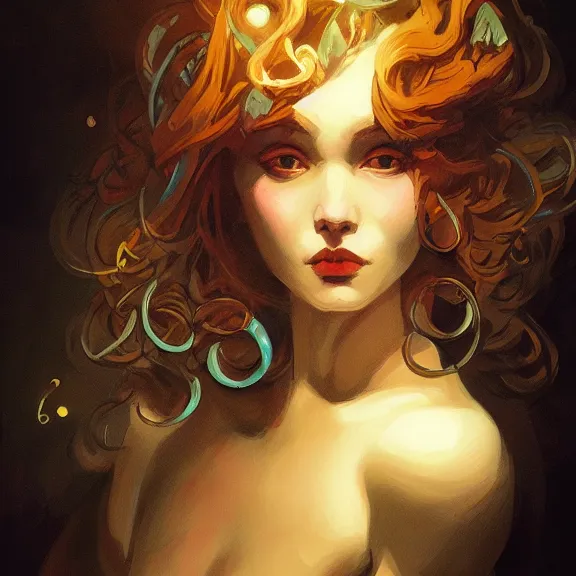 Image similar to a highly detailed portrait in the style of charles dana gibson and in the style of peter mohrbacher. glowing strands of magical power.