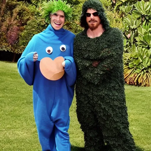 Image similar to christian bale wearing a kale costume