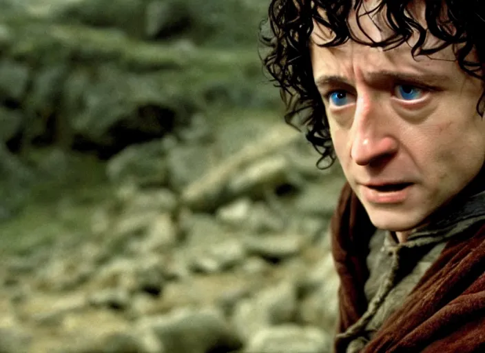 Image similar to film still of bernie sanders as frodo in lord of the rings movie, 8 k