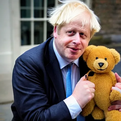 Image similar to boris johnson being interviewed about his teddy