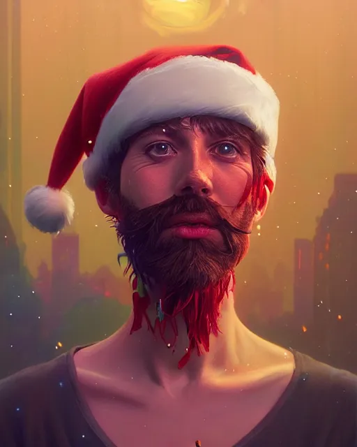 Prompt: highly detailed surreal vfx portrait of a candypunk santa, stephen bliss, unreal engine, greg rutkowski, loish, rhads, beeple, makoto shinkai and lois van baarle, ilya kuvshinov, rossdraws, tom bagshaw, alphonse mucha, global illumination, detailed and intricate environment