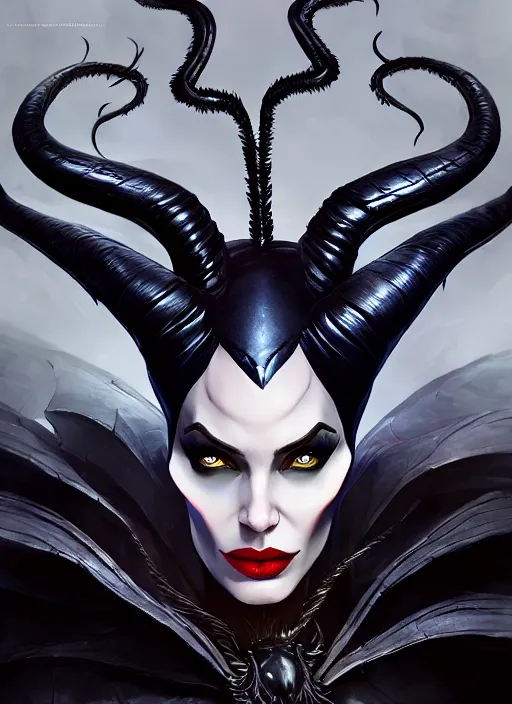 Prompt: maleficent as venom, naturel, hyper detailed, digital art, trending in artstation, cinematic lighting, studio quality, smooth render, unreal engine 5 rendered, octane rendered, art style by klimt and nixeu and ian sprigger and wlop and krenz cushart