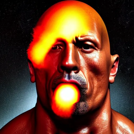 Image similar to nuclear bomb explosion that looks like the face of dwayne johnson, national geographic photo, 8 k, ultra detailed