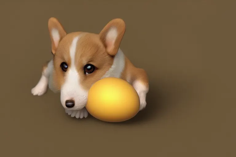 Prompt: a baby corgi crawling out of an egg, photography, concept art, digital art, trending on artstation, 4 k, extremely detailed, realistic, photorealistic,